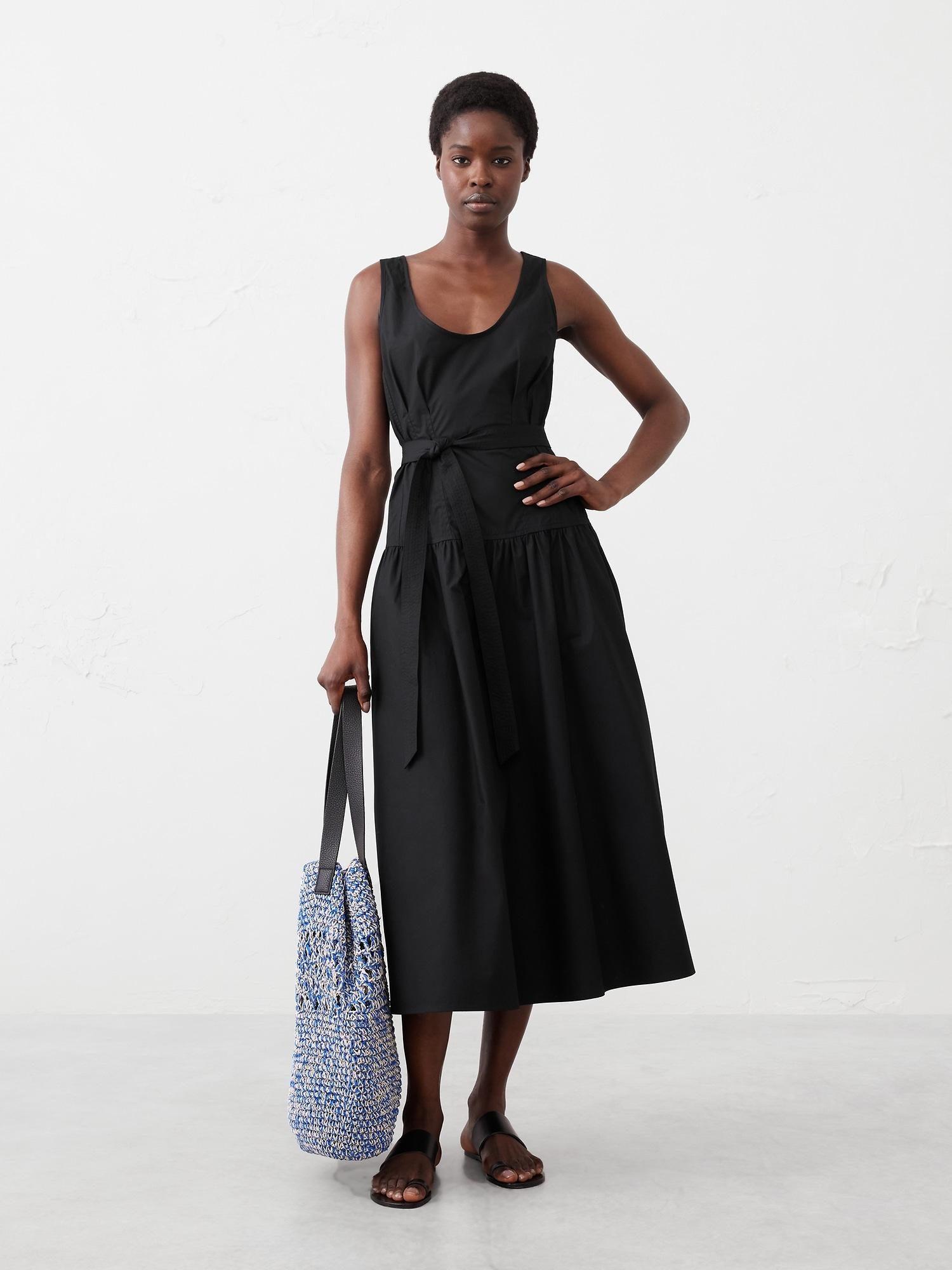 Poplin Corset Waist Midi Dress Product Image