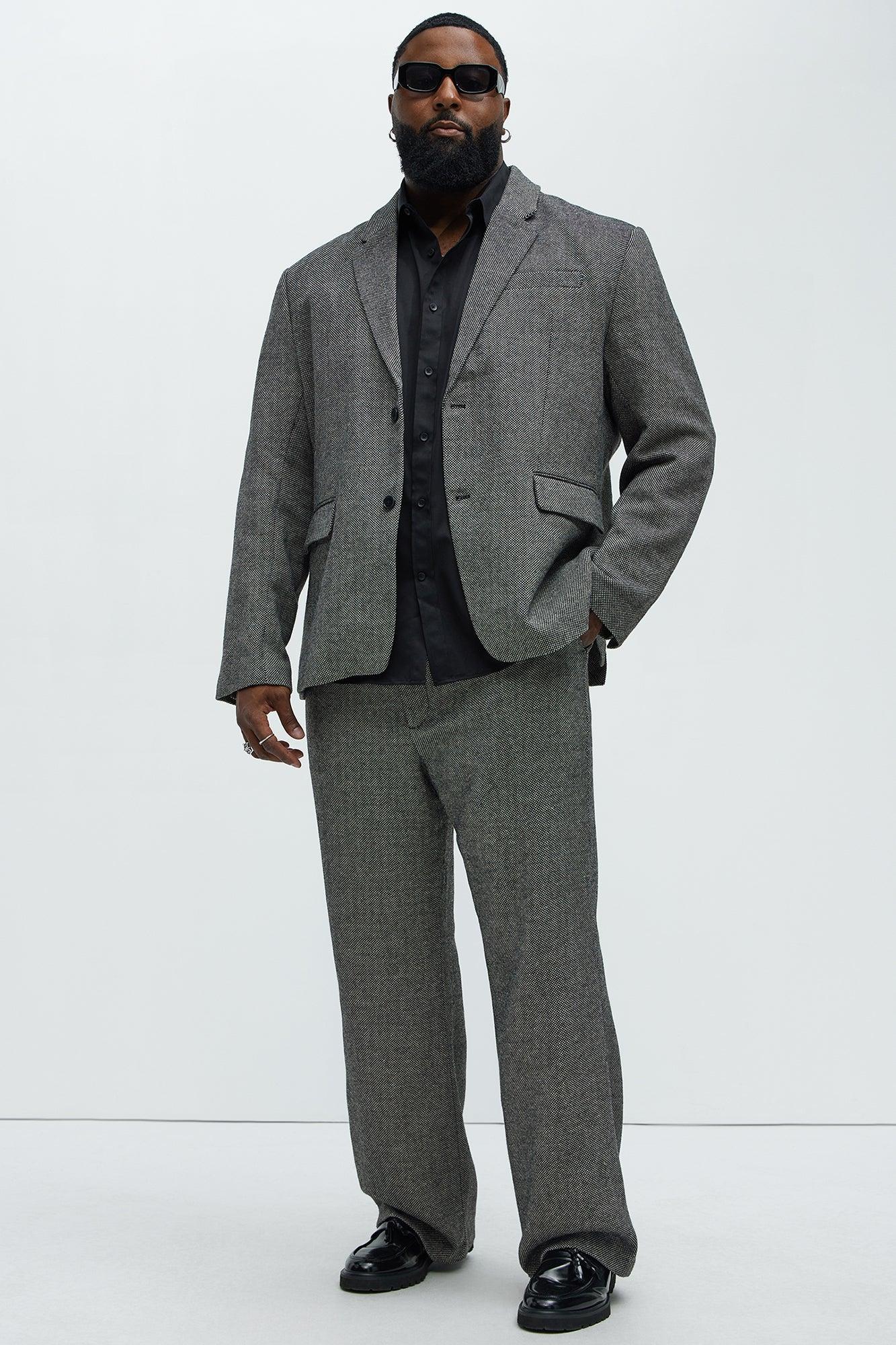 Hancock Tweed Textured Blazer - Charcoal Product Image