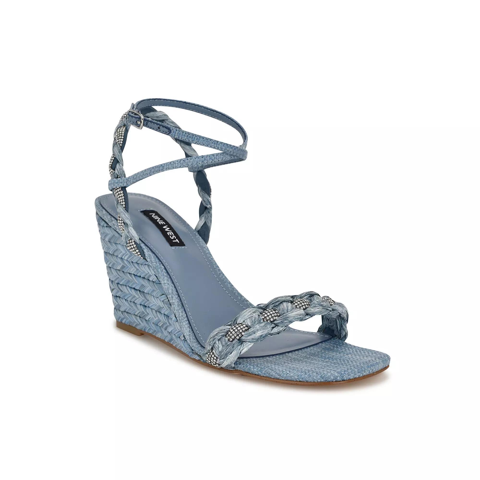 Nine West Nashy Women's Wedge Sandals, Size: 7.5, Blue Product Image