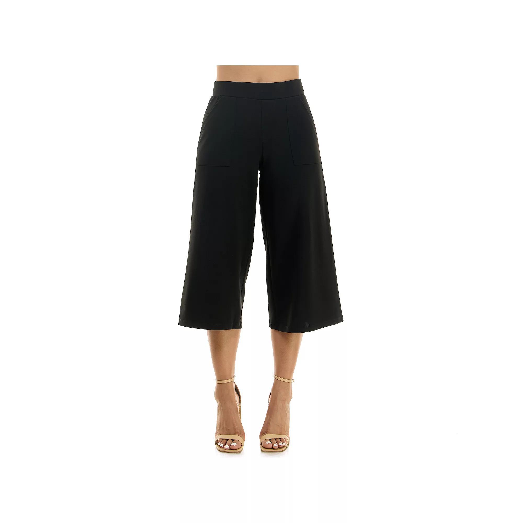 Women's Nina Leonard Elastic Waist Culotte Pants, Size: Small, Black Product Image