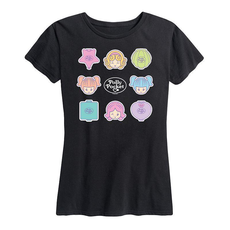 Womens Polly Pocket Grid Graphic Tee Grey Gray Product Image