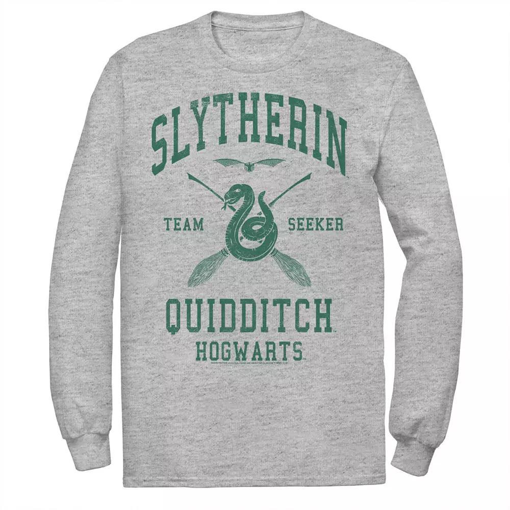 Men's Harry Potter Slytherin Team Seeker Text Long Sleeve Graphic Tee, Size: Large, Athletic Grey Product Image