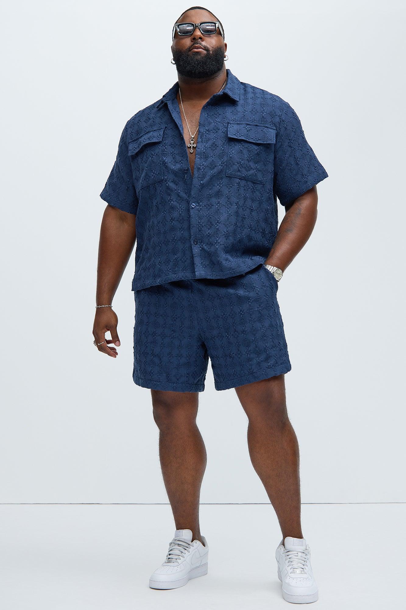 Mav Textured Shorts - Navy Product Image
