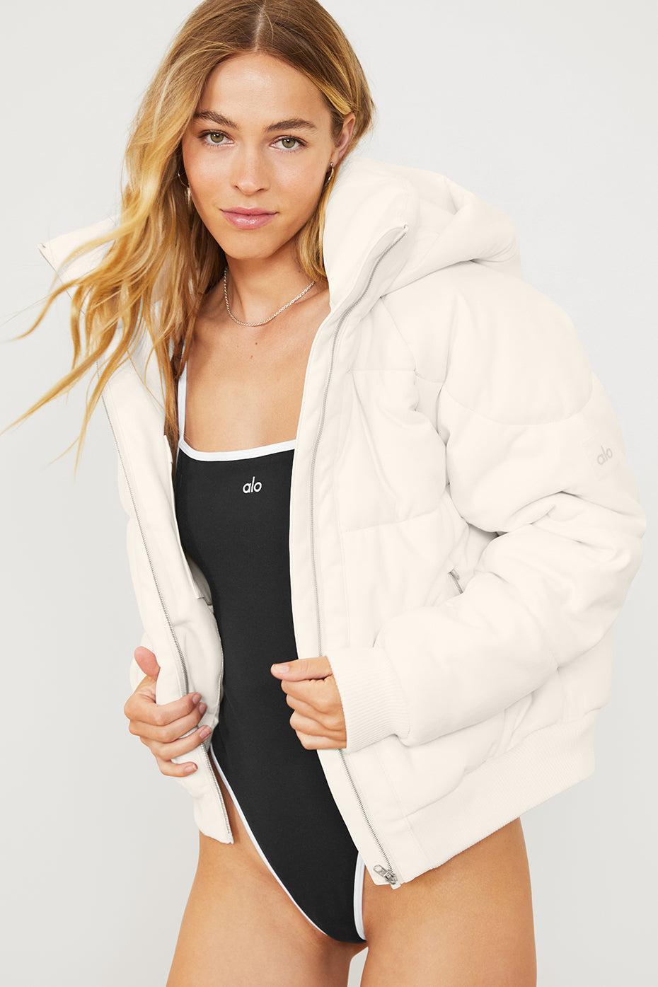 Faux Leather Boss Puffer - Ivory Female Product Image