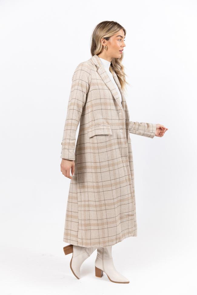 Chill Out Tan Plaid Coat SALE Product Image