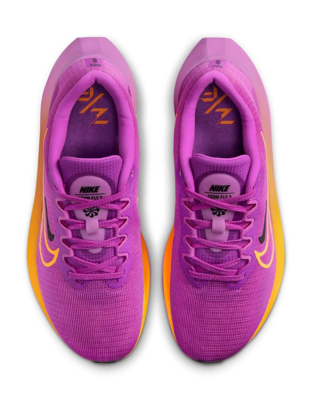 Nike Running Zoom Fly 5 sneakers in purple and orange Product Image