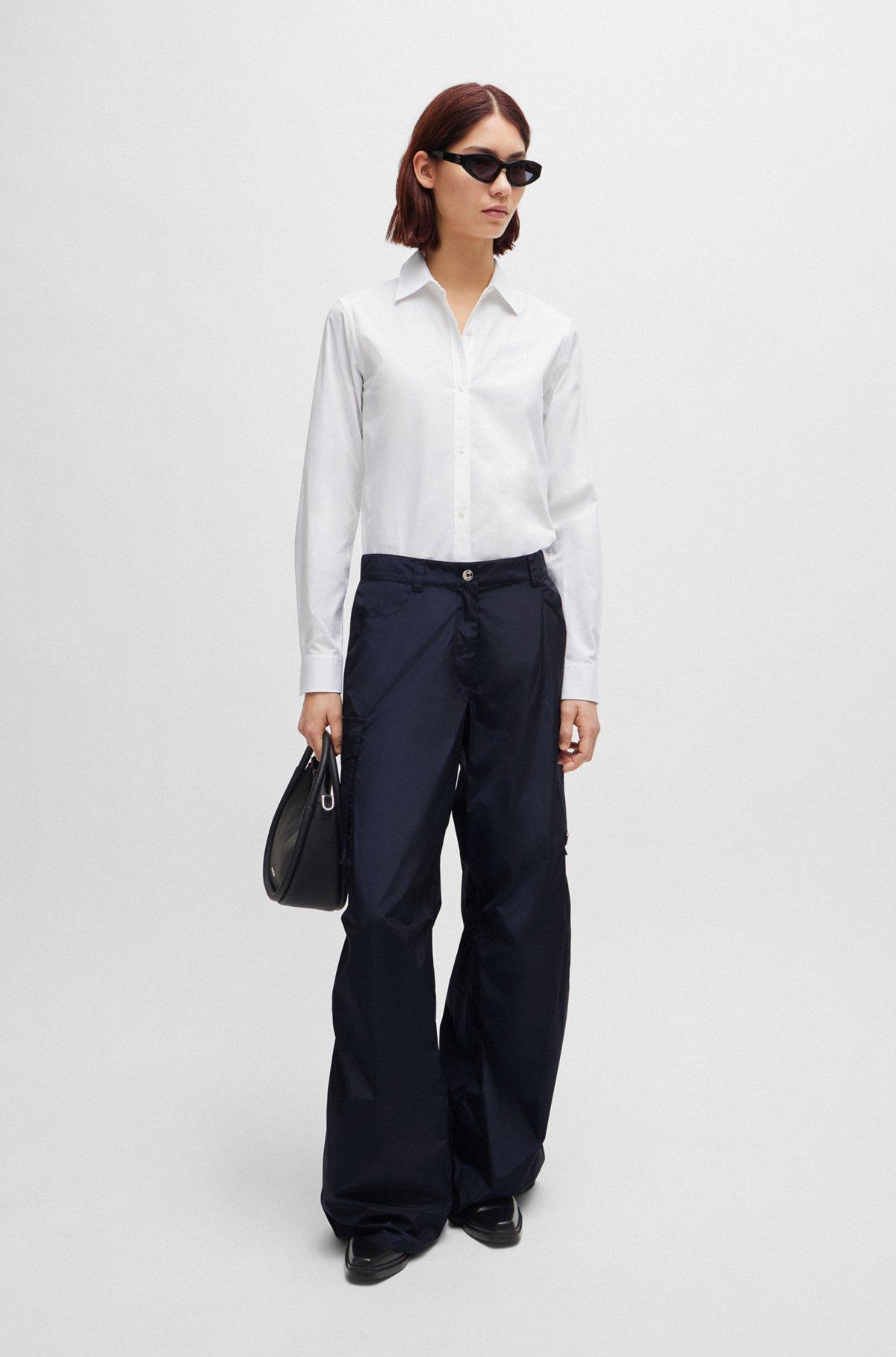 Regular-fit blouse in stretch-cotton canvas Product Image