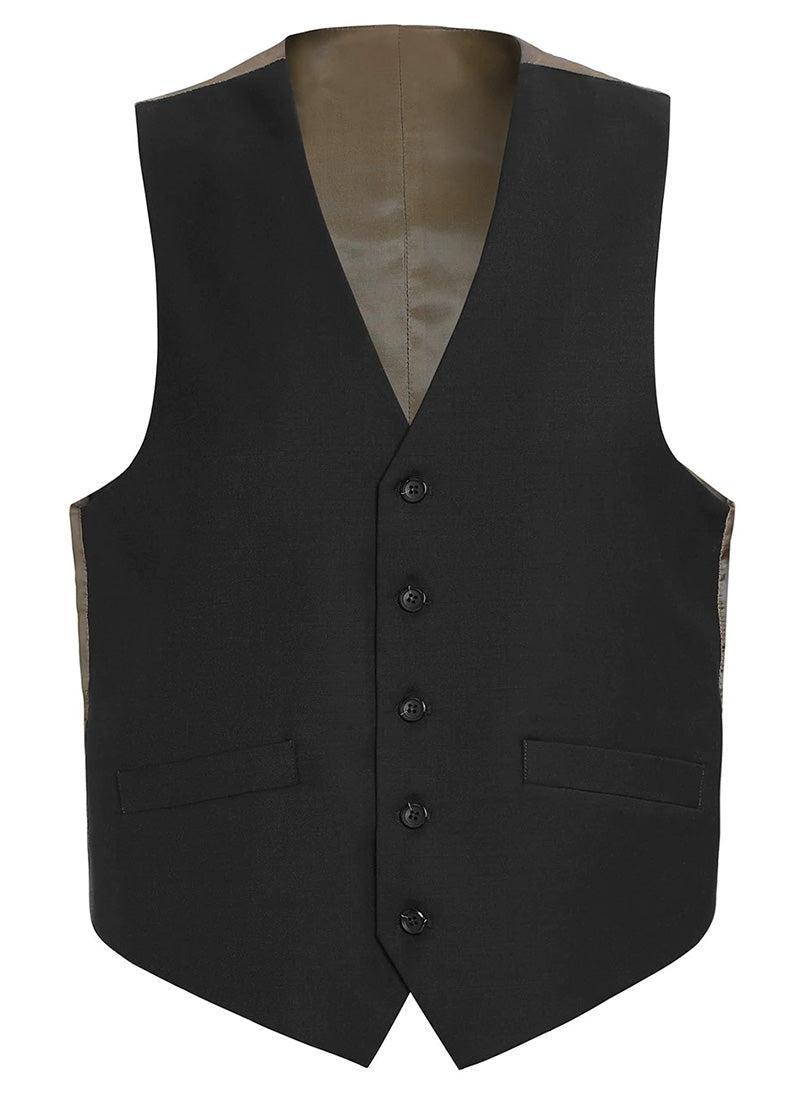 Bevagna Collection - Wool Suit Dress Vest 5 Buttons Regular Fit In Black Product Image