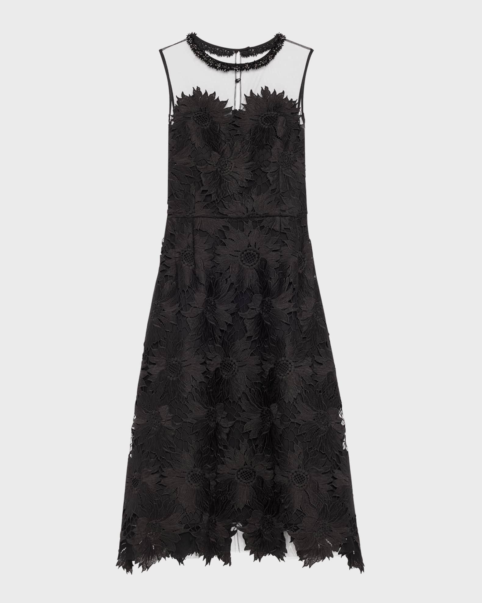 Beaded Floral Lace Midi Dress Product Image