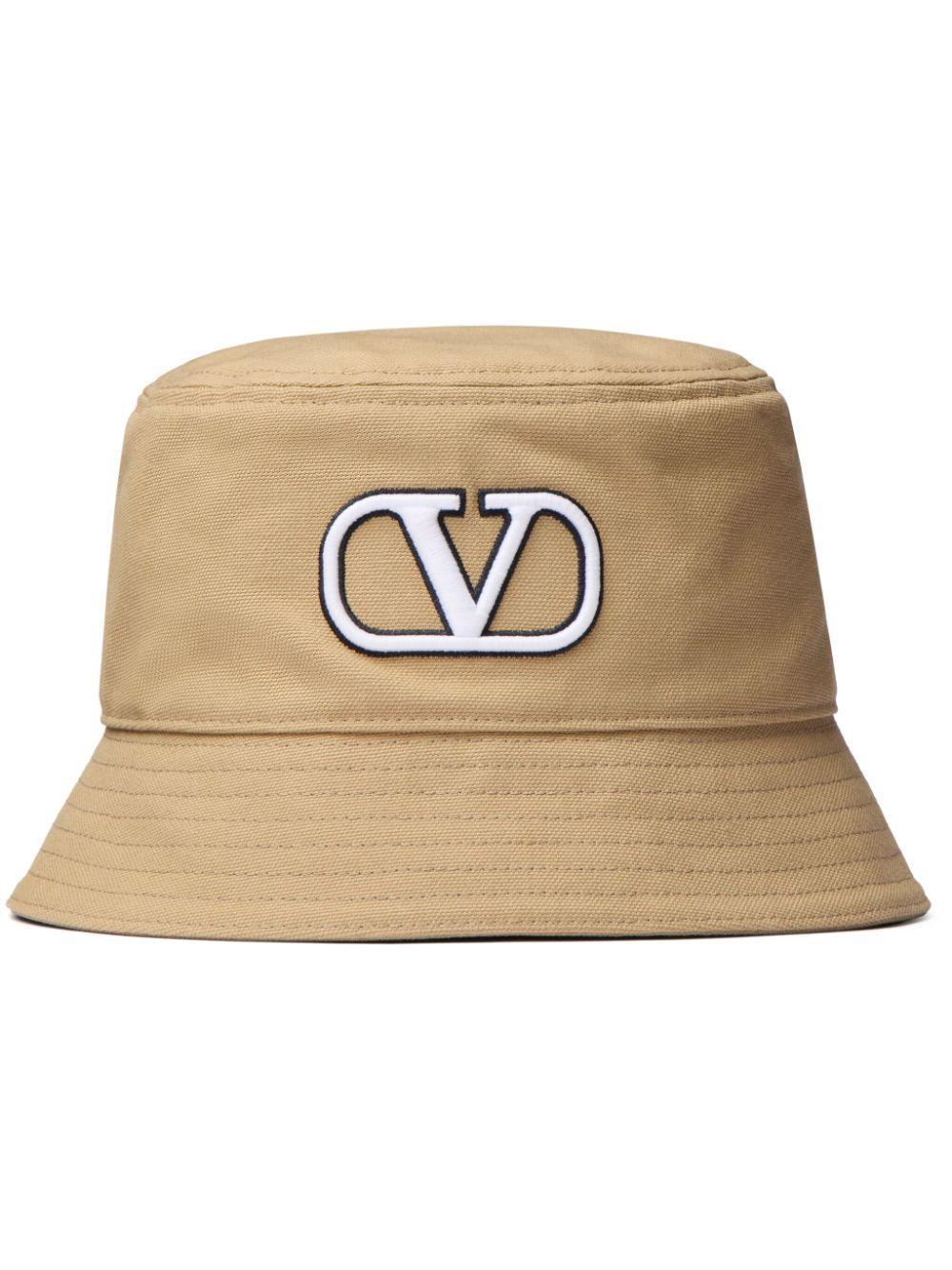 VALENTINO GARAVANI Vlogo Signature Cotton Bucket Hat With Vlogo Embroidery In Beige Product Image