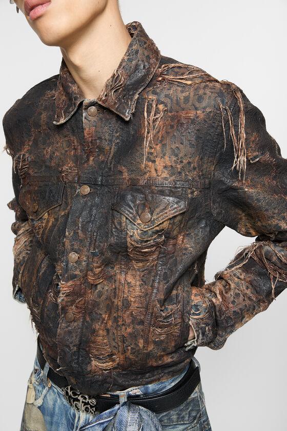 Distressed monogram denim jacket - Regular fit Product Image