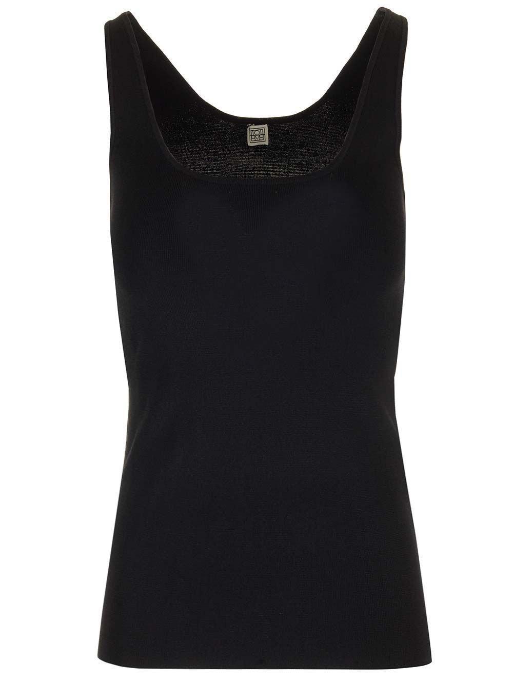 TOTÊME Fine-knit Tank Top In Black Product Image