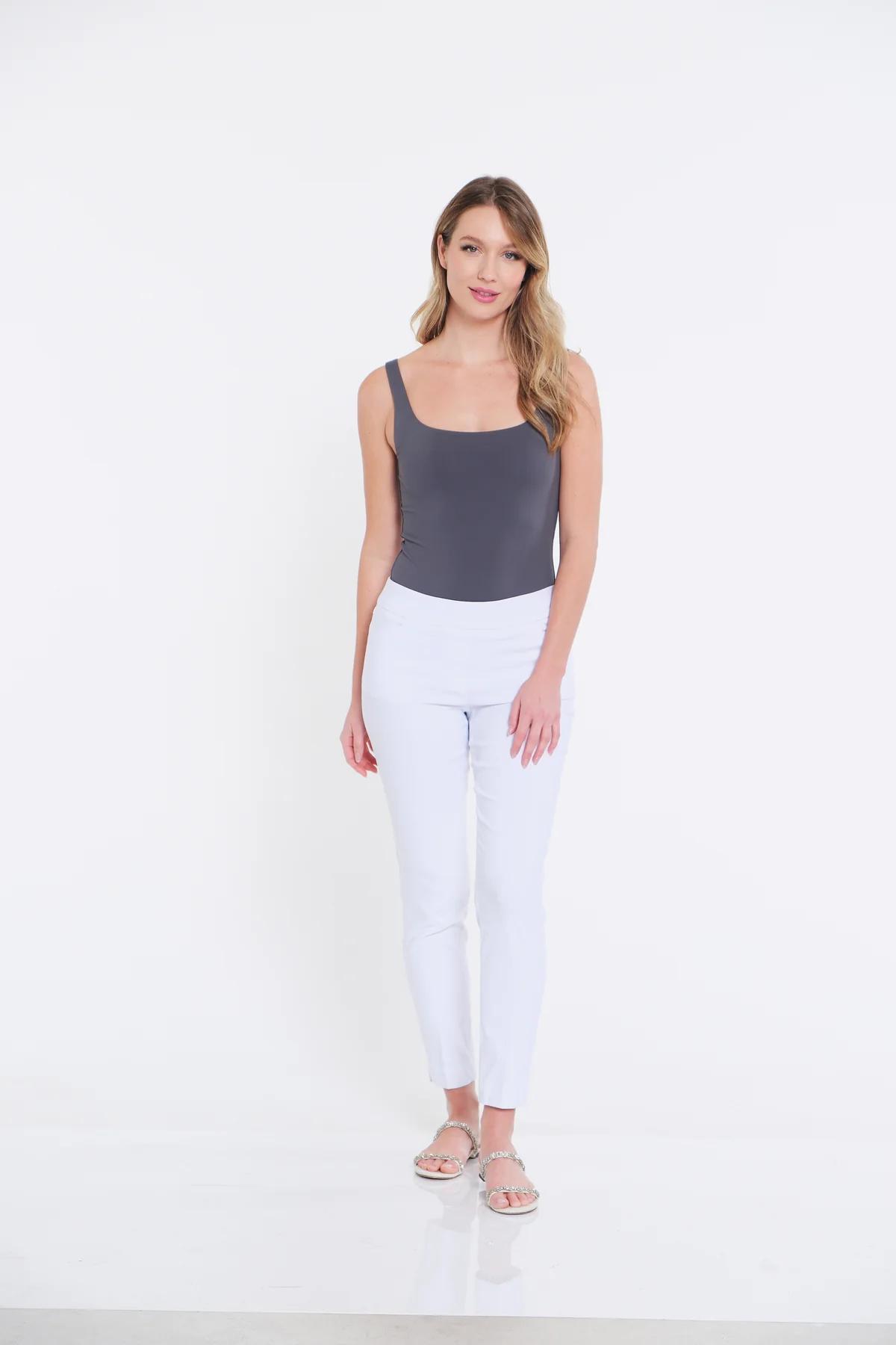 PULL-ON ANKLE PANT WITH REAL FRONT AND BACK POCKETS - White Product Image
