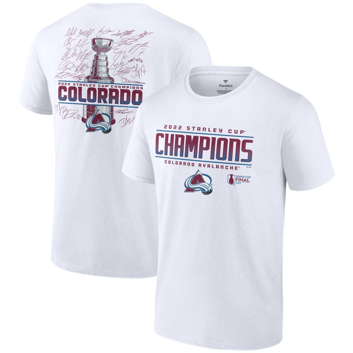 Fanatics Mens White Colorado Avalanche 2022 Stanley Cup Champions Signature Roster T-Shirt Product Image