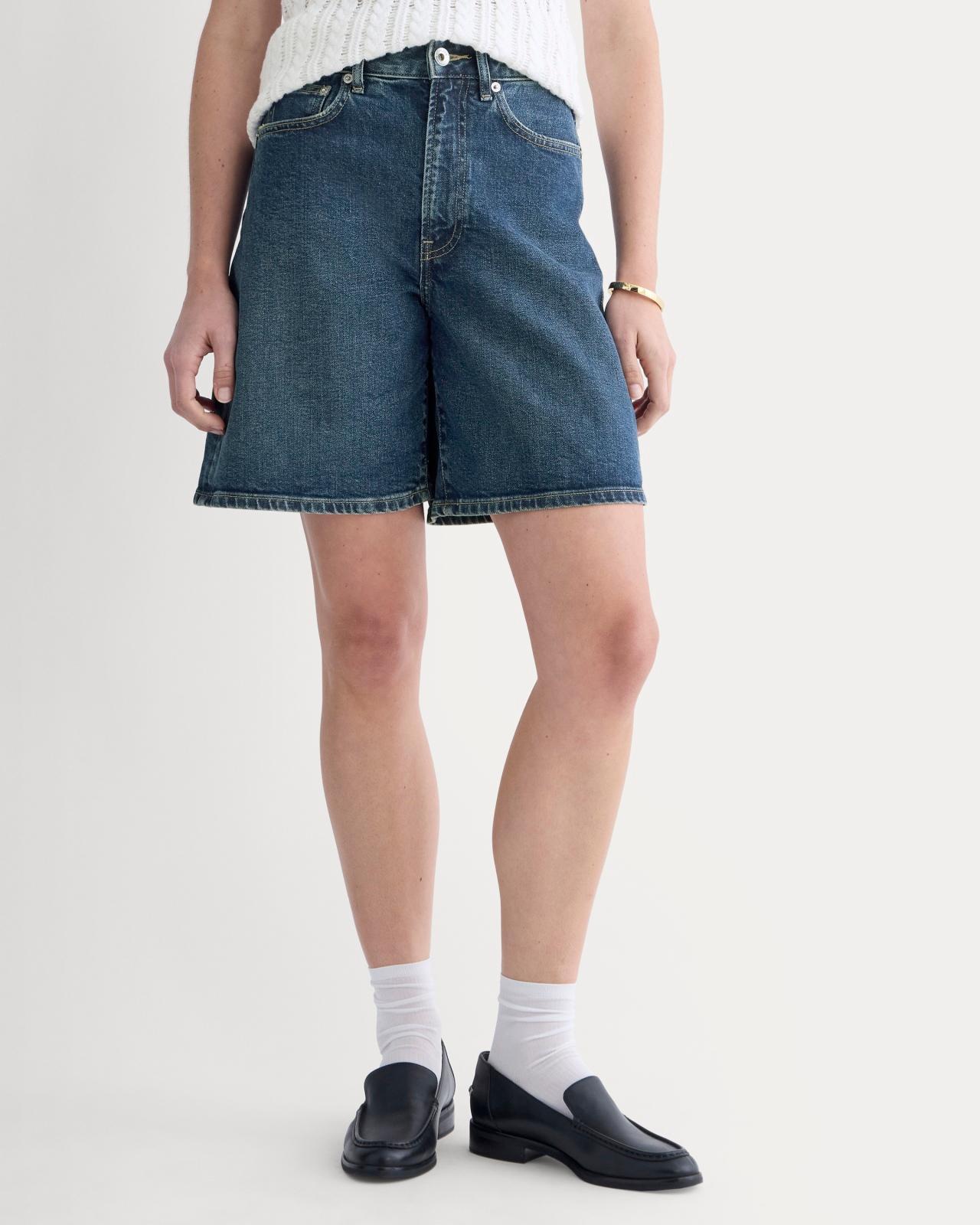 The Long A-Line Denim Short Product Image