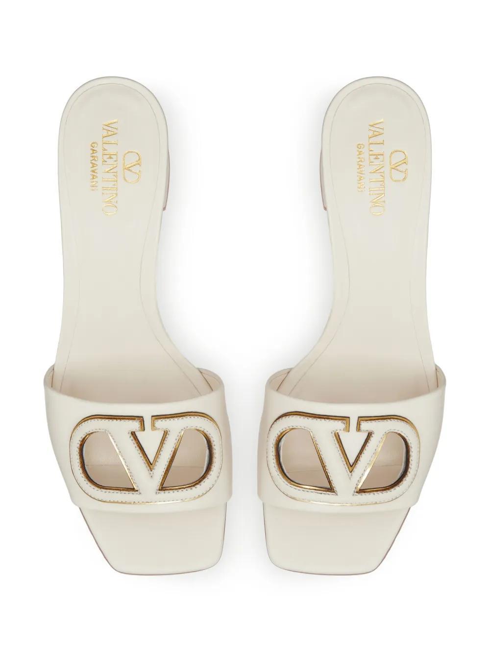 VALENTINO GARAVANI Vlogo Signature 60mm Leather Mules In White Product Image