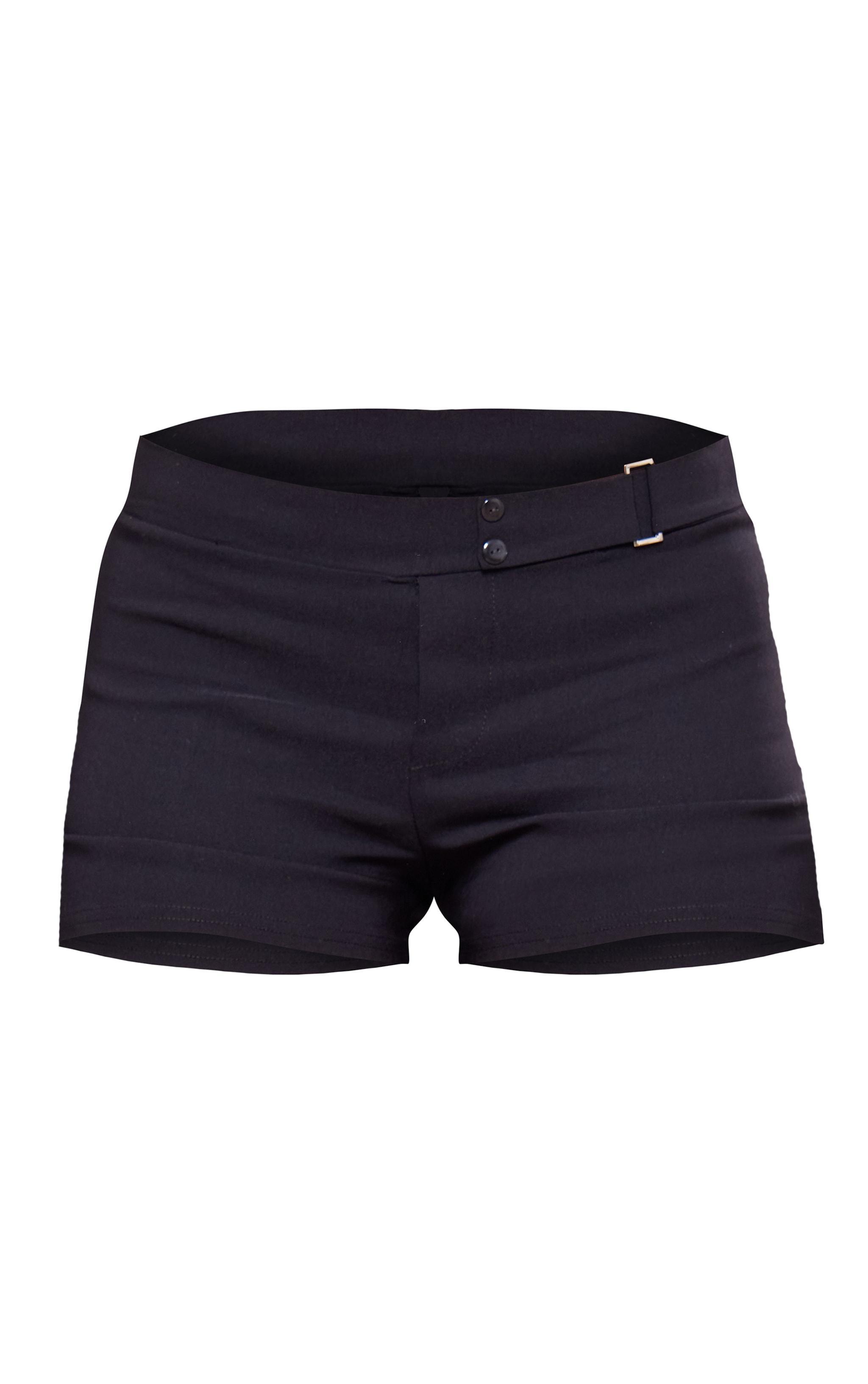 Black Stretch Woven Tailored Hot Pants Product Image