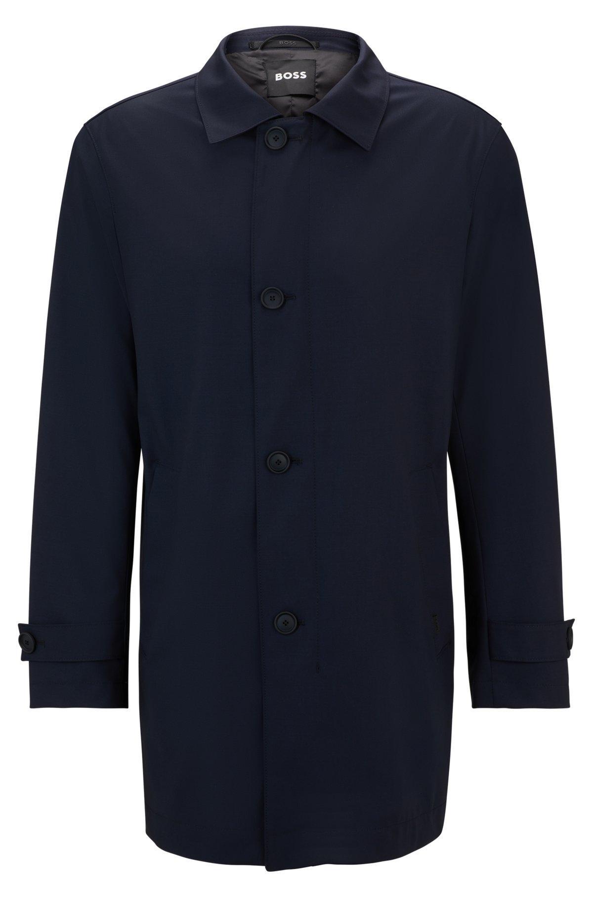 BOSS - Waterproof coat blended with wool - Dark Blue Product Image