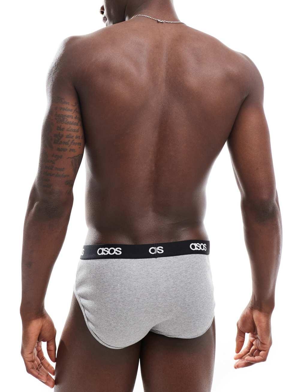 ASOS DESIGN capsule collection rib brief in light gray  Product Image