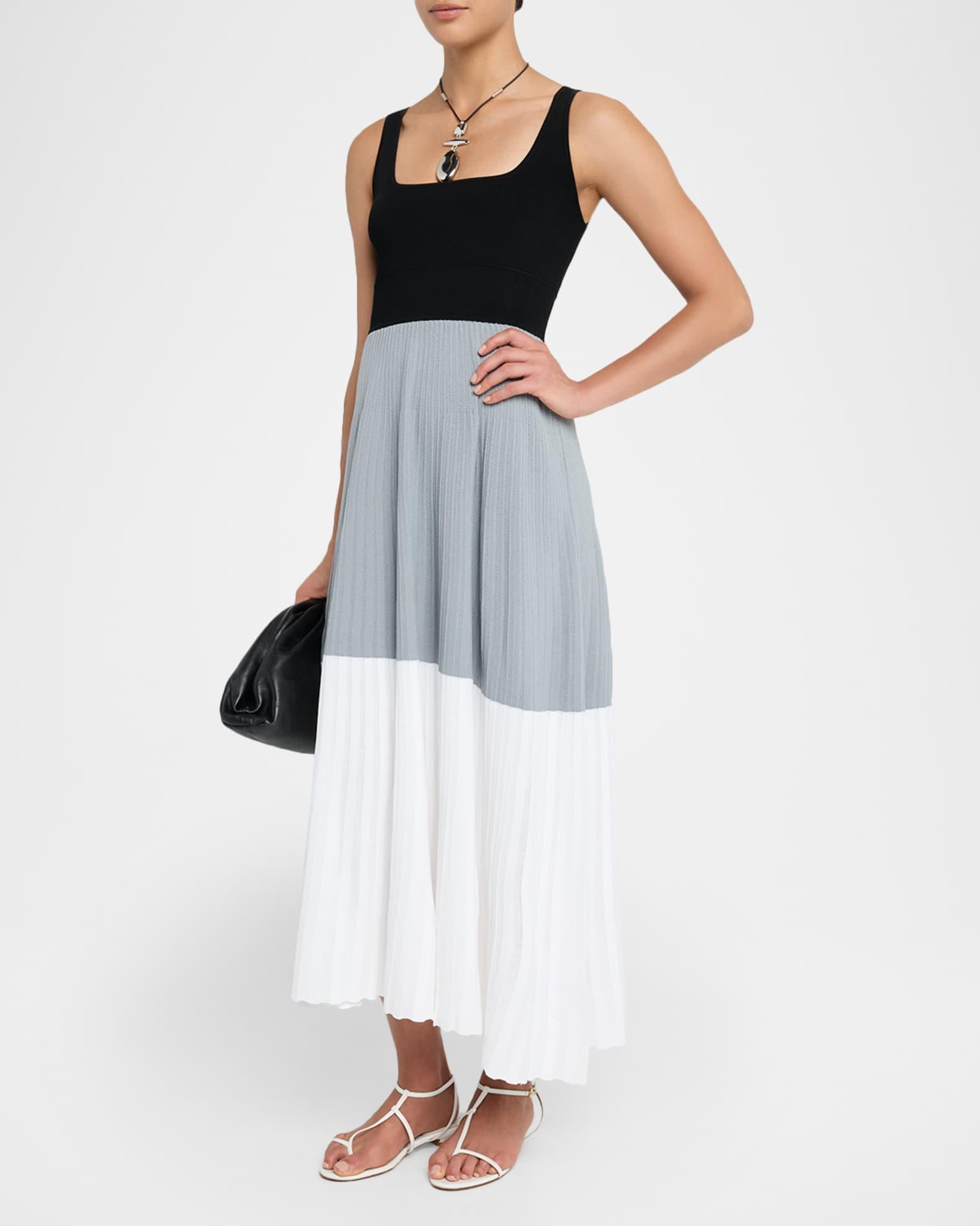 Color Block Square-Neck Midi Dress Product Image