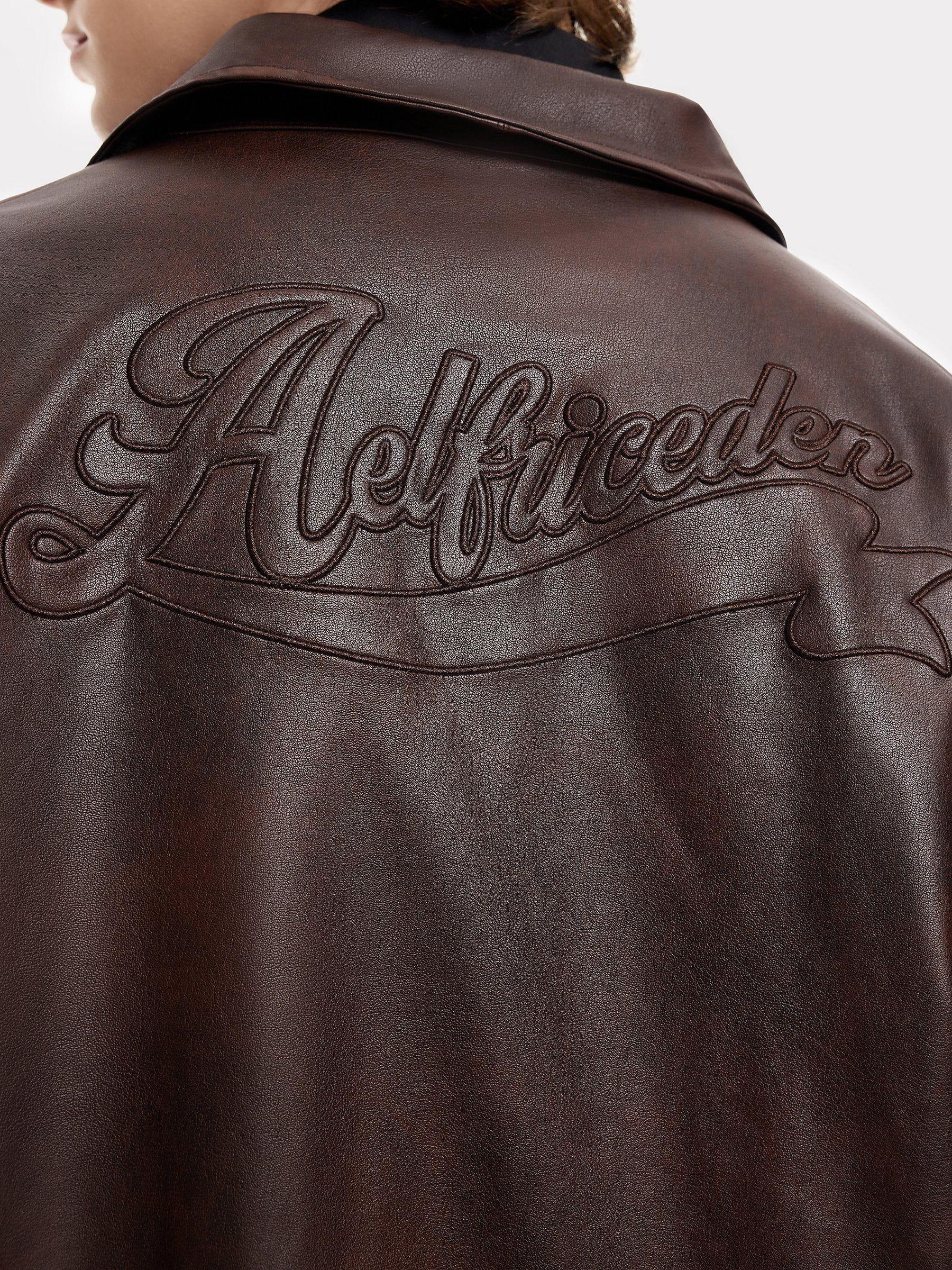 Aelfric Eden Embroidery Faux Leather Jacket Product Image