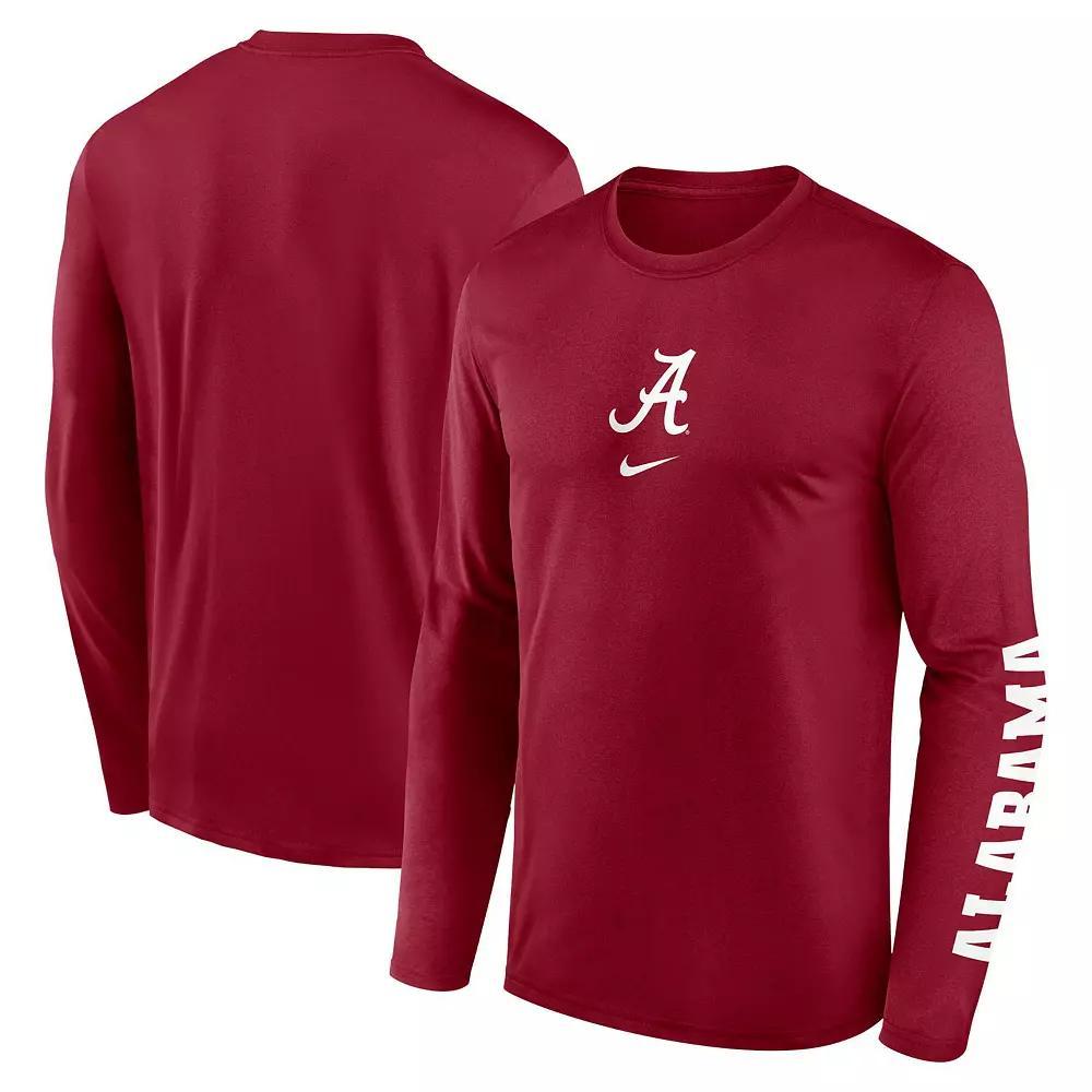 Men's Nike Crimson Alabama Crimson Tide Primetime Center Lockup Two-Hit Legend Long Sleeve T-Shirt,  Product Image