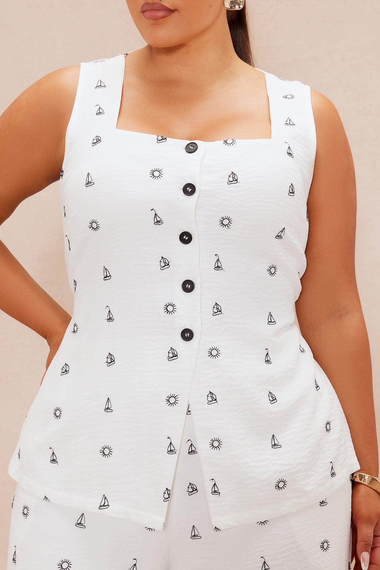 Sailing Away Pant Set - Off White/combo Product Image