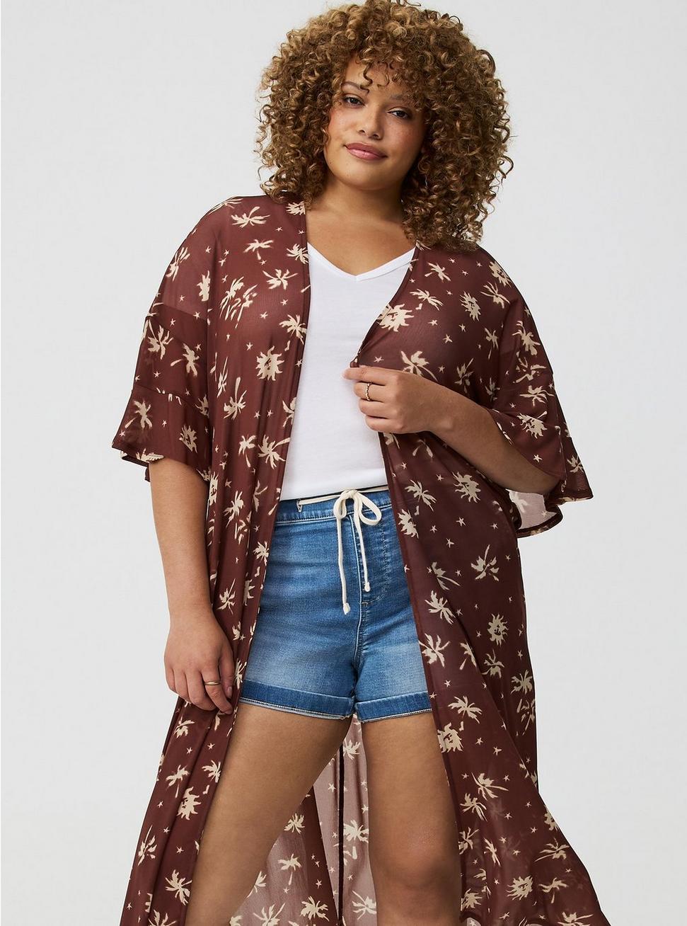 Mesh Ruffle Sleeve Kimono Product Image