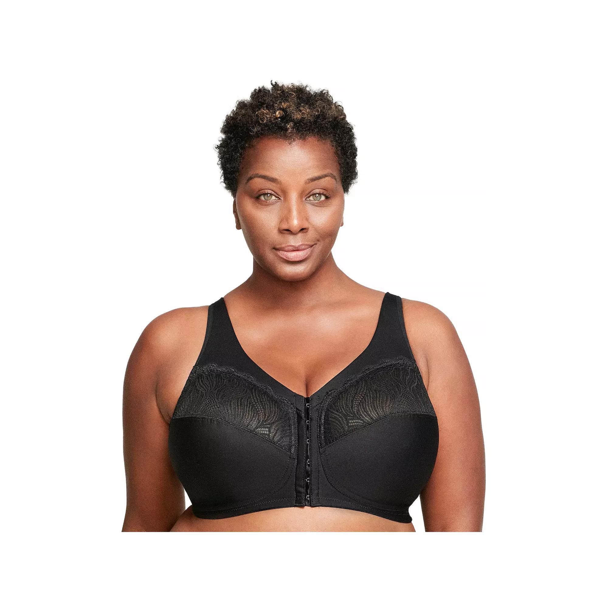 Plus Size Glamorise Full-Figure MagicLift Front-Close Wireless Bra 1210, Women's, Size: 38 C, Black Product Image