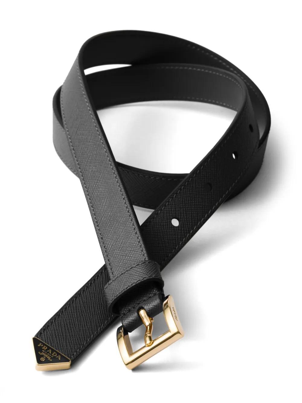 PRADA Saffiano Leather Belt In Black Product Image