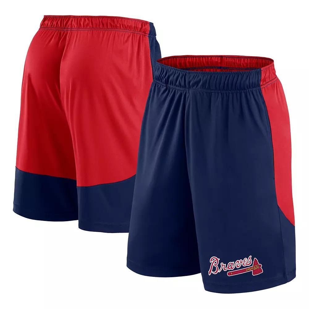 Men's Fanatics Navy/Red Atlanta Braves Launch Polyester Shorts, Size: Large, Blue Product Image