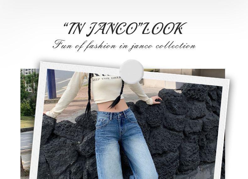 High Waist Washed Wide Leg Jeans (Various Designs) Product Image