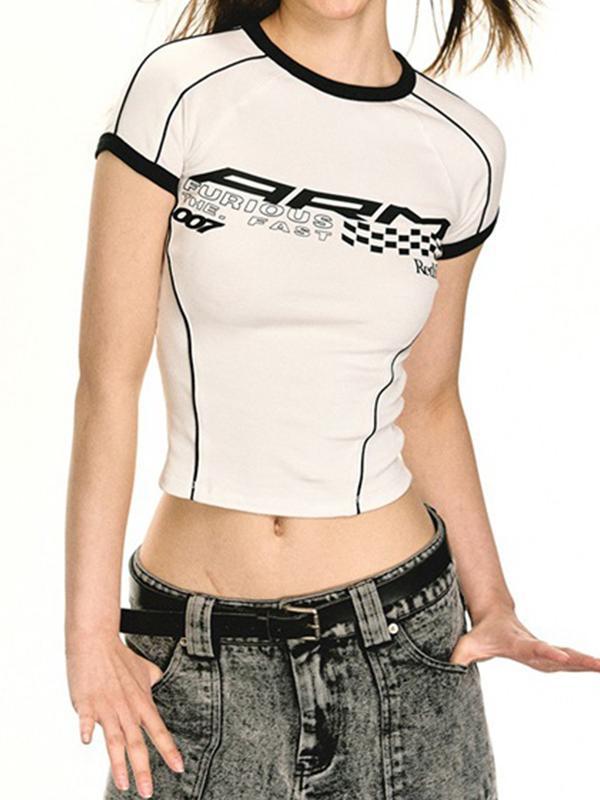 Contrast Print Splice Short Sleeve Tee Product Image