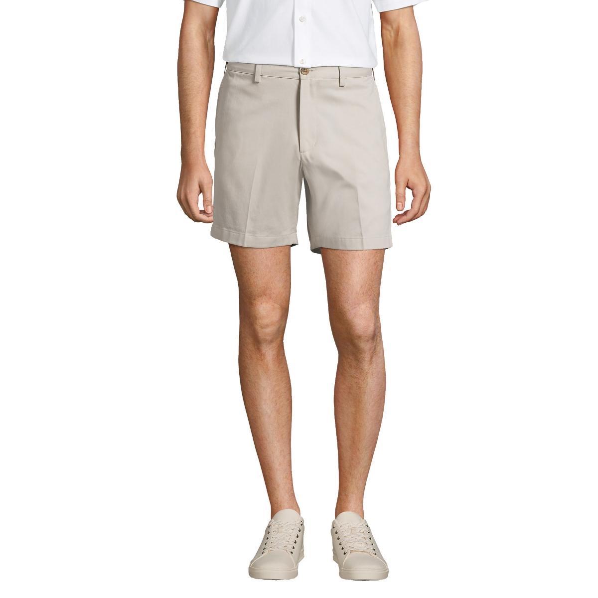 Men's Lands' End Comfort Waist 6-inch No-Iron Chino Shorts, Size: 42, Light Grey Product Image