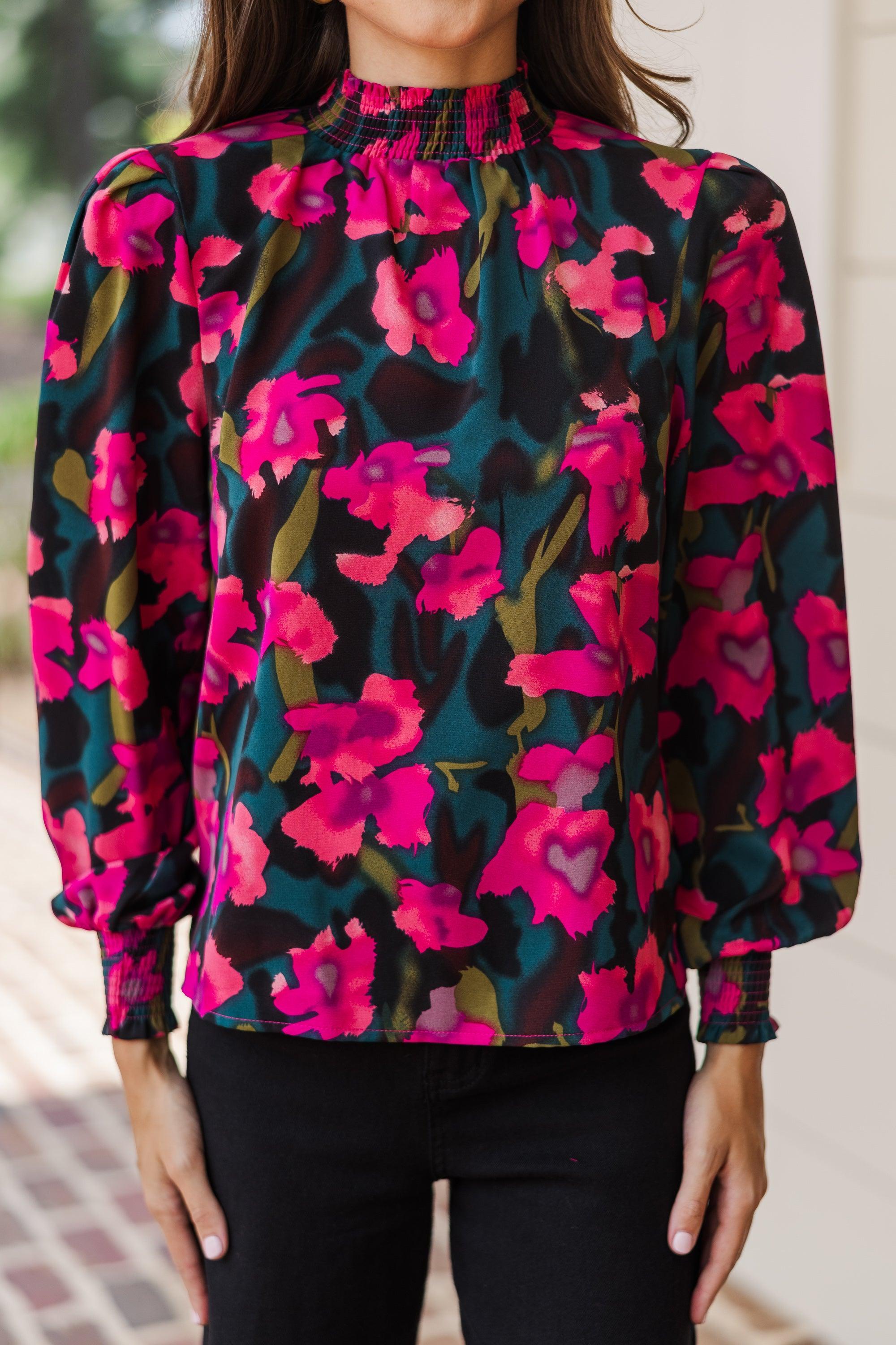 All I Need Teal Floral Blouse Female Product Image