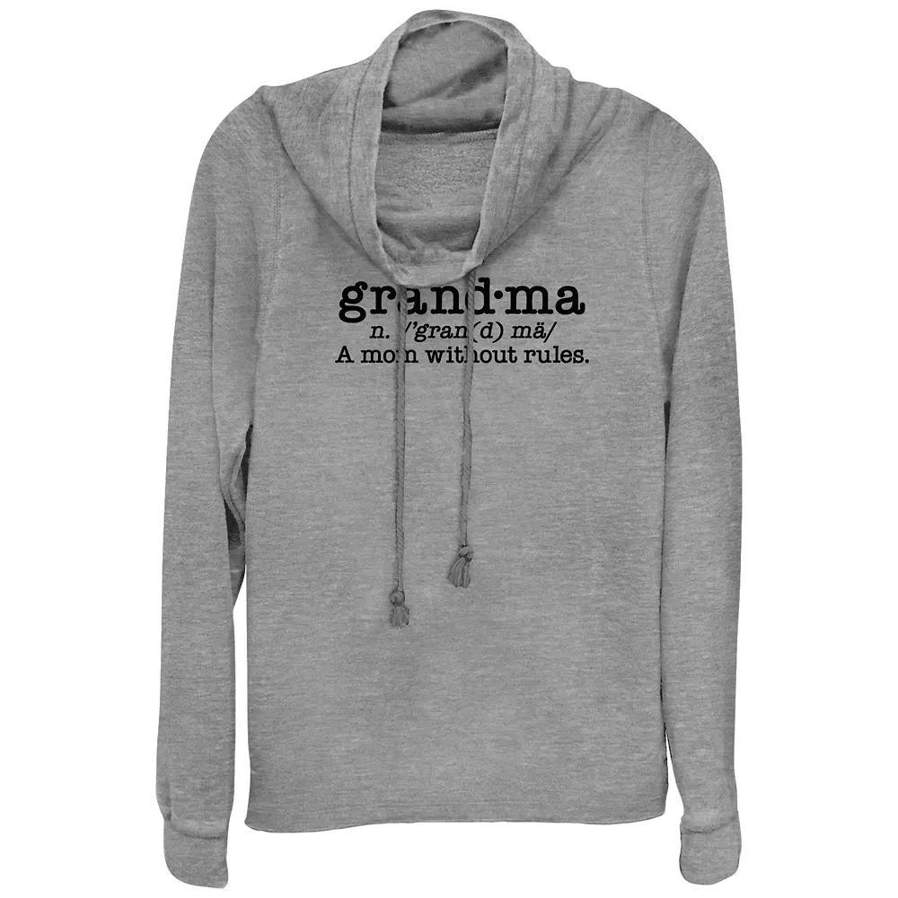 Women's Plus Grandma Definition Cowlneck Graphic Lightweight Long Sleeve, Girl's,  Product Image