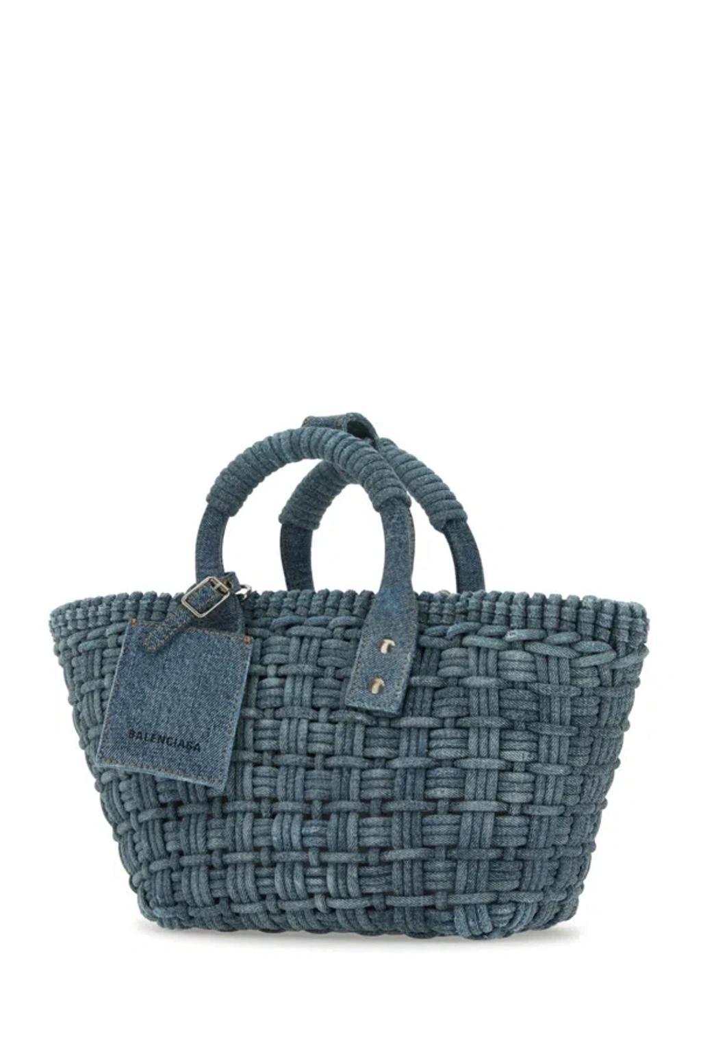 BALENCIAGA Mini Denim Bistro Xs Handbag In Navy Product Image