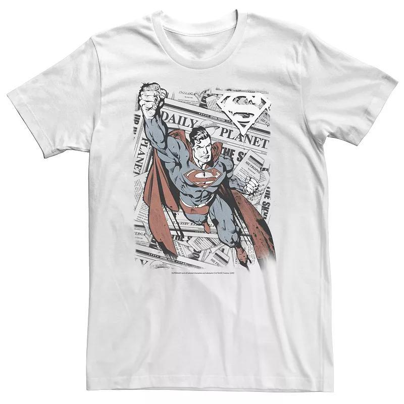 Big & Tall DC Comics Superman Daily Planet Background Poster Tee, Men's, Size: 4XL Tall, White Product Image