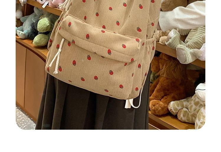 Strawberry Print Multi-Pocket Backpack Product Image