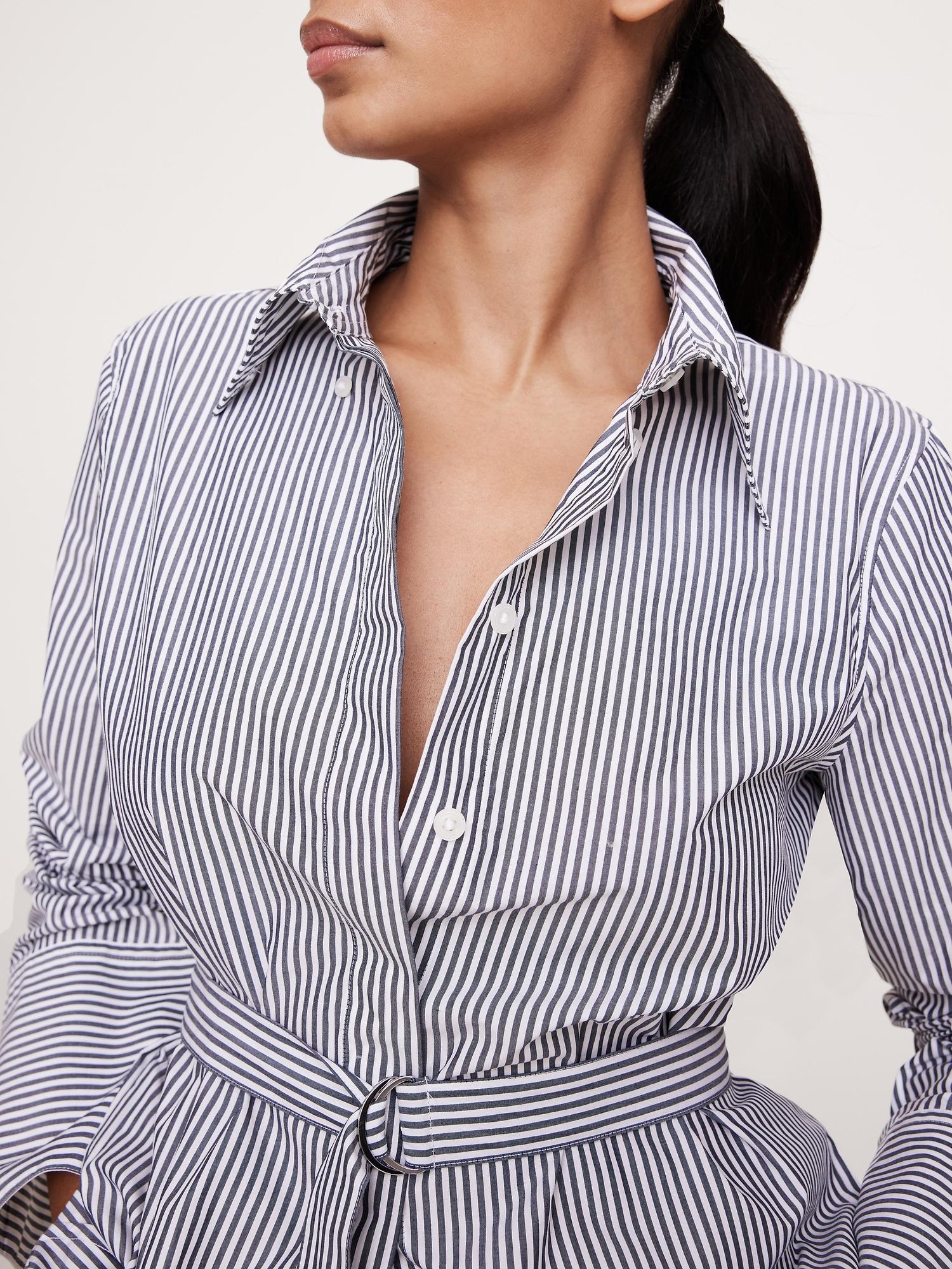 Cotton Poplin Belted Tunic Shirt Product Image