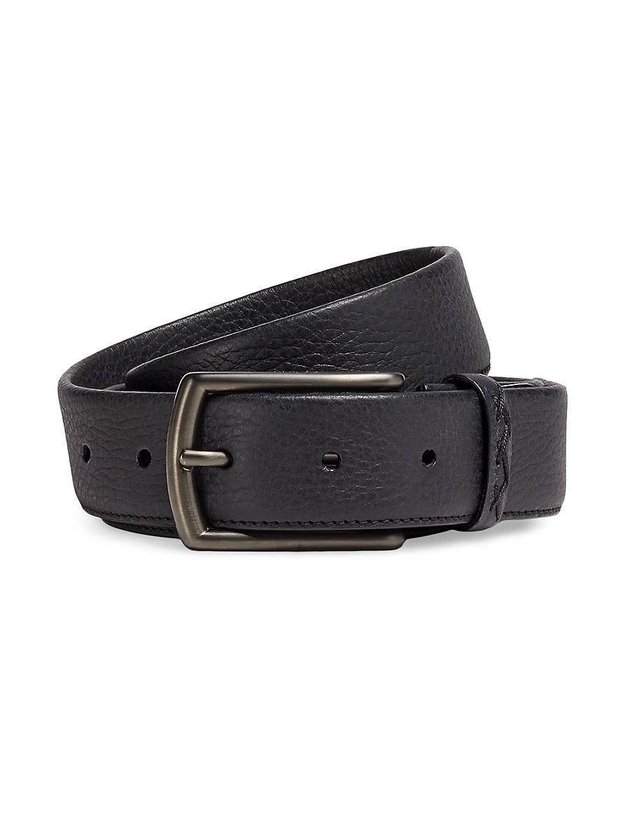 Mens Leather Belt with Triple Stitch Buckle Product Image