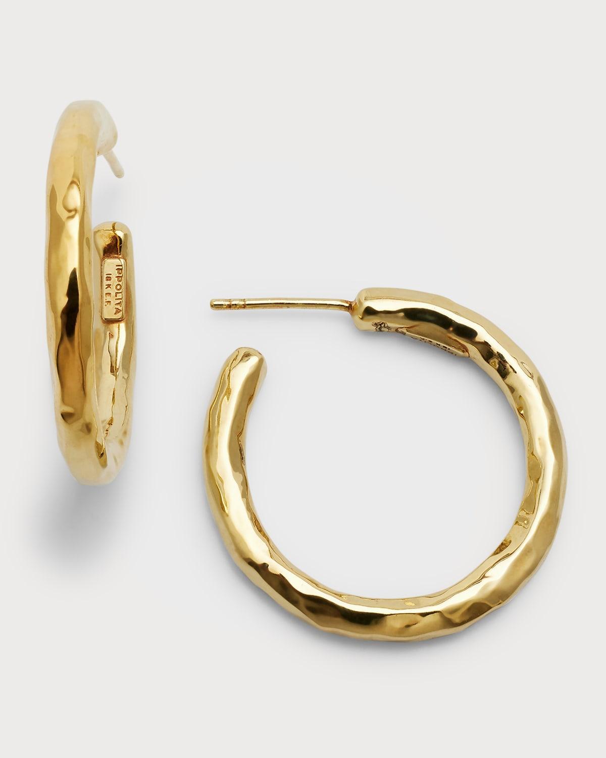 Classico Small 18K Yellow Gold Hammered Hoop Earrings Product Image