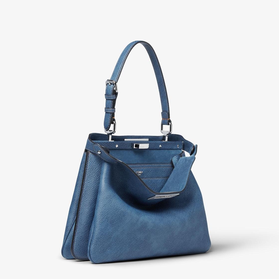 Peekaboo Soft MediumDenim-effect blue leather bag Product Image