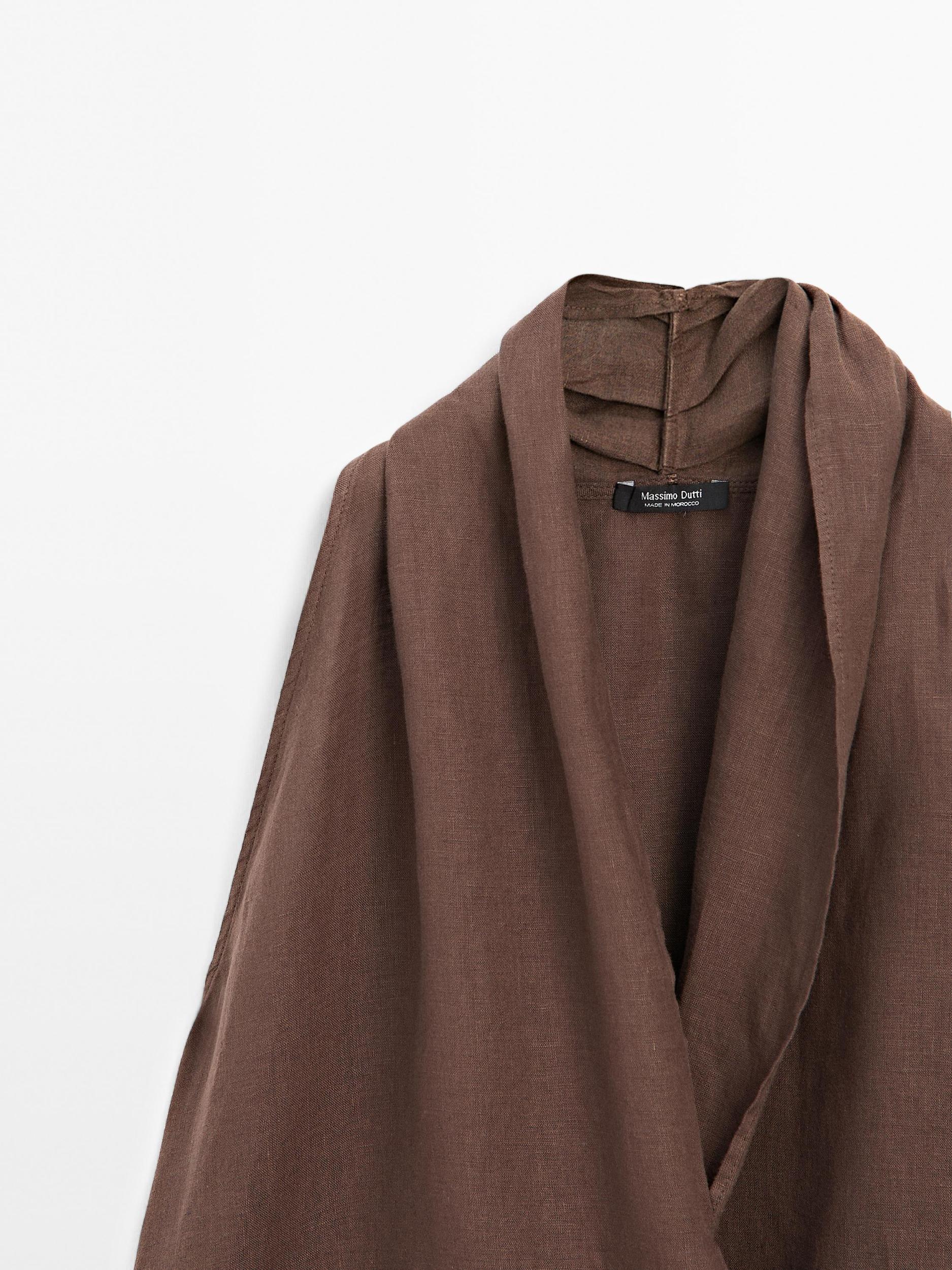 Linen crossover halter top Product Image