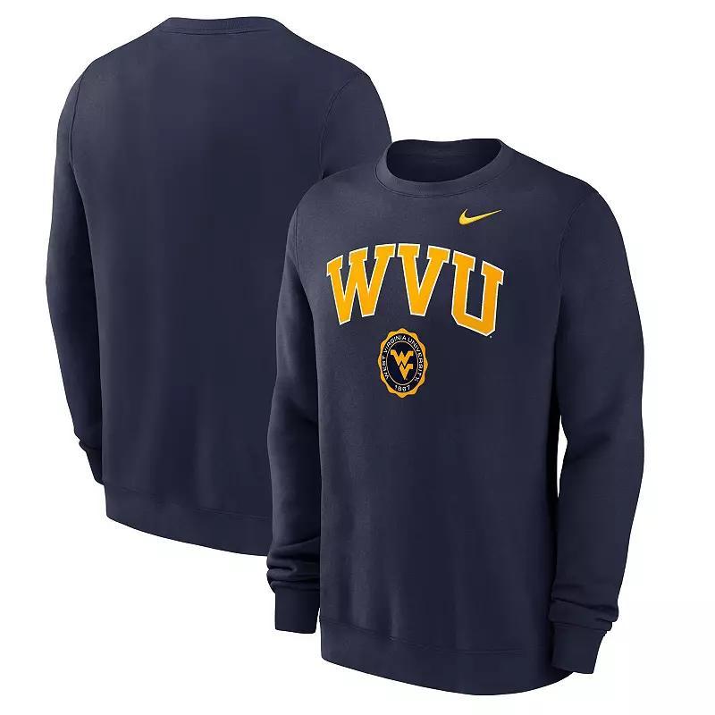 Men's Nike Navy West Virginia Mountaineers Arched Seal Pullover Sweatshirt,  Product Image