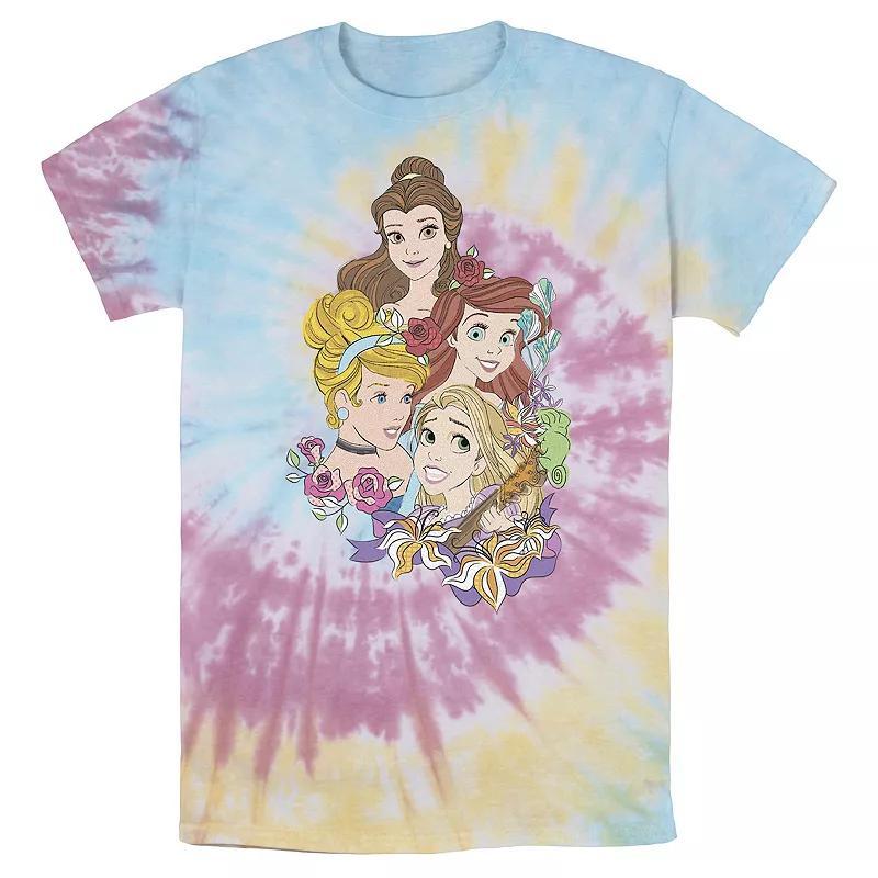 Men's Disney Princess Floral Belle Cinderella Ariel Rapunzel Bomabrd Wash Tee,  Product Image