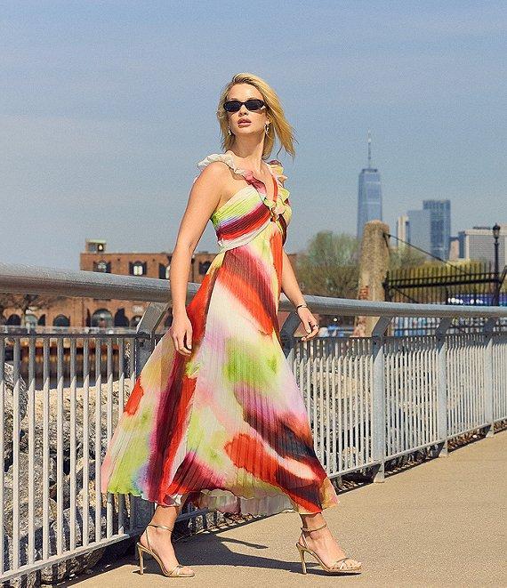 Steve Madden Cova Abstract Print Ruffle Sleeve A-Line Midi Dress Product Image