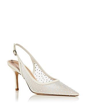 Womens Emilia Mesh Crystal-Embellished Slingback Pumps Product Image