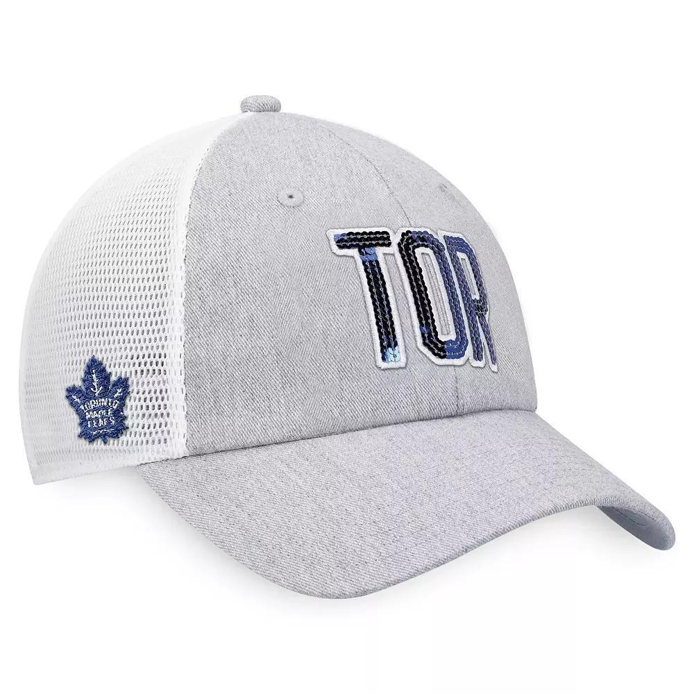 Women's  Fanatics Branded Heather Gray/White Toronto Maple Leafs Iconic Glimmer Trucker Snapback Hat, Mpl Grey Product Image