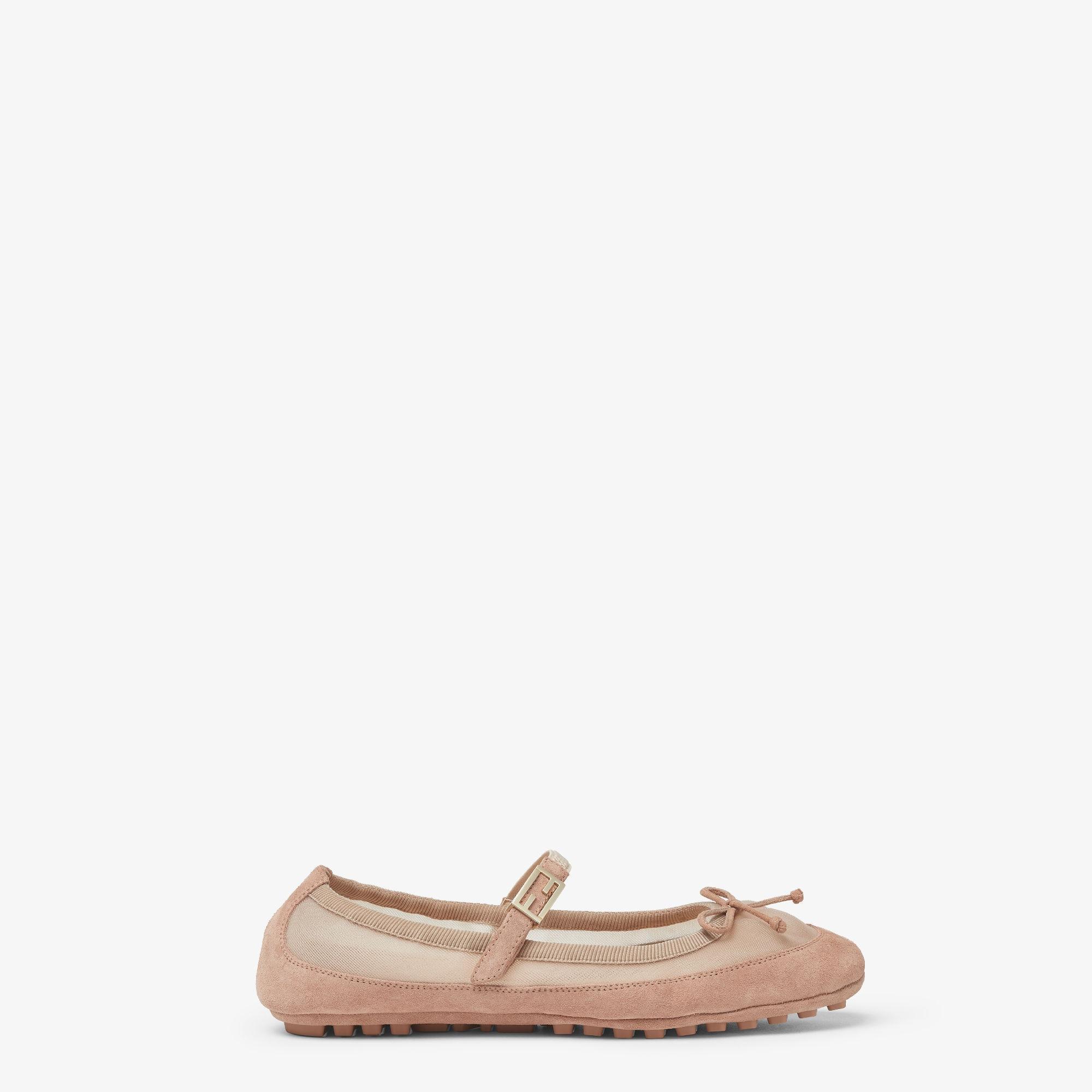 BaguettePink suede and mesh ballet flats Product Image